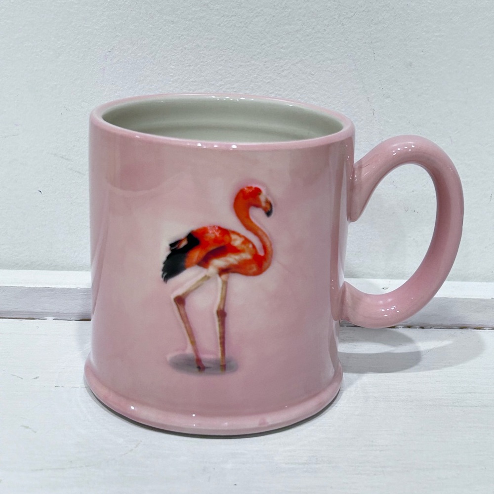 The Old Pottery Company 3D Hand Painted Pink Flamingo 12 Oz Coffee Mug